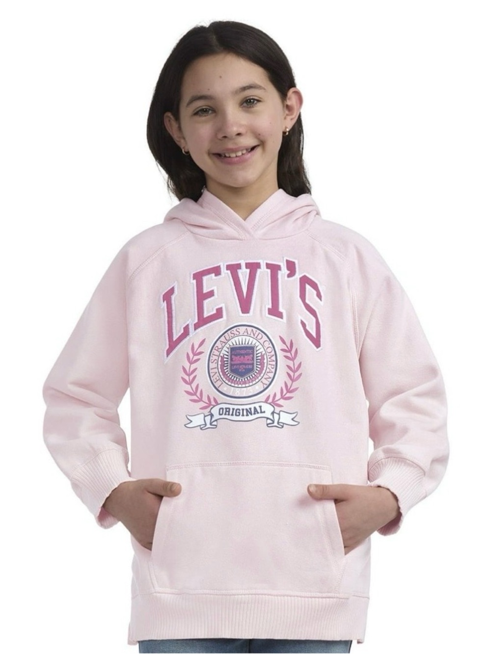 Levi's Girls' Pink Logo Hoodie Sweatshirt NEW